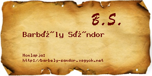 Barbély Sándor névjegykártya