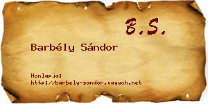Barbély Sándor névjegykártya
