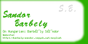 sandor barbely business card